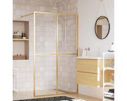 Douchewand voor walk-in douche, douchewand, gehard glas, douchecabine, douchewand voor inloopdouches, helder veiligheidsglas, goud, 118 x 195 cm