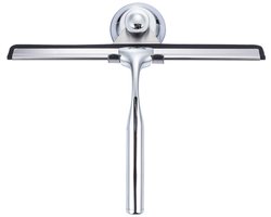 Douchewisser - Met Zelfklevende Ophanghaak en Moderne Zilveren Afwerking - Raamwisser en Douche Trekker Zonder Boren - Geschikt voor Badkamer en Ramen - Douchetrekker 25cm RVS met Haak - Zuignaphaak en Extra Rubberen Deel