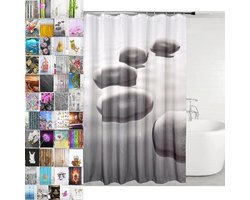 Douchgordijn met Anti-Schimmel Effect - Waterdicht en Duurzaam (Zwart Stenen, 180 x 200 cm)