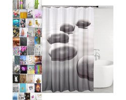 Douchgordijn met Anti-Schimmel Effect - Waterdicht en Duurzaam (Zwart Stenen, 180 x 200 cm)
