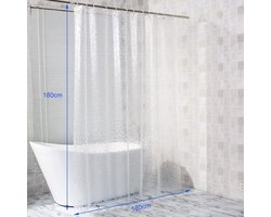 Douchgordijn - Transparant - 180 x 180 cm - Schimmelbestendig - Gewogen - Witte - Machinewasbaar - Plastic - Inclusief 12 Haakjes