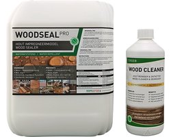 Douglas hout behandelen - Hout schoonmaken - Hout waterdicht maken - Tuinhout impregneren - Nano Coating - Woodseal Pro 10L (60m2) Hout impregneren + 1L Houtreiniger concentraat