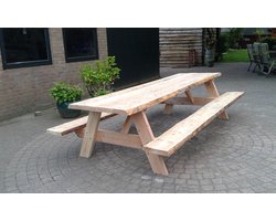 Douglashout boomstam picknicktafel- met vaste banken- 180x80