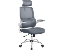 Dove Grijze Bureaustoel - Ergonomische stoel - Gewatteerde zitting - Verstelbare hoogte - Stalen frame - 62cm x 64cm x (114-122)cm