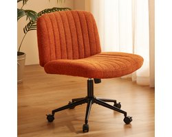 Dowinx Criss Cross Bureaustoel met Vergrendelbare Wielen – Brede Zitting – Premium Stof – Pocketvering Zitkussen – Verstelbare Draaistoel – Modern Design – Oranje