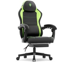 Dowinx Ergonomische Bureaustoel / Gamingstoel - Ergonomisch - Met massagefunctie - Met uitschuifbare voetsteun - Maximaal draagvermogen 150 kg - Voor kantoor en gamen - Van faux leer - Lichtgroen