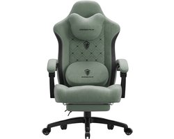 Dowinx Ergonomische Bureaustoel / Gamingstoel – Met verwarmde massage lendensteun – Met zakveer kussen en voetsteun – 150 kg draagvermogen – Voor gamen en werken – A PU-leer – groente