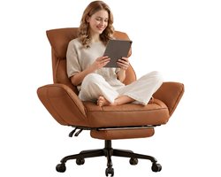 Dowinx - Gamestoel - Gamestoelen - Verstelbare Gamingstoel - Ergonomische Bureaustoel - Grote Bureaustoel - Game stoel massage - Bureaustoel pocketvering - Game bureaustoel - chair - PU - Bruin