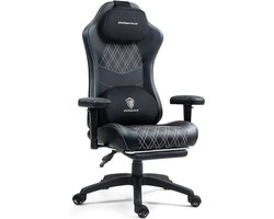 Dowinx Gaming Bureaustoel met Voetensteun - Massage- en Verwarmingsfunctie, Ergonomisch Design, Verstelbaar, Nek- & Lendensteun - Zwart/Wit