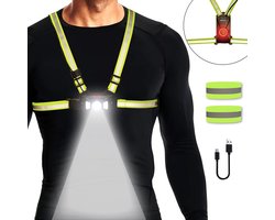 DOWO® - Led Hardloop Verlichting - Hoge Kwaliteit - Wandel verlichting - Hardloop licht - Reflecterend hardloopvest -USB Oplaadbaar - Voor en Achterkant – Verstelbaar