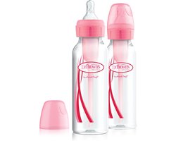 Dr. Brown's Options+ Anti-Colic Babyfles - Smalle halsfles - 250ml - Roze - 2 stuks