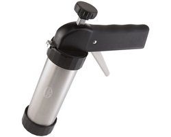 Dr Oetker 1980 Koekjespers en 12 motieven schijven, Koekjespers, Professionele koekjespers, Taartvorm, Grijs, Zwart, Aluminium, Roestvrij staal, 21,5 cm x 5,8 cm