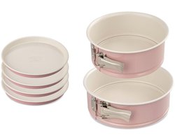 Dr. Oetker 9925750 Set van 3 taartvormen, Springvorm, taartvormen, ronde bakvorm, laagjestaartvorm, Staal, Keramiek, Roze, 18,5 x 7,5 x 18 cm | 20 x 7 cm | 17 x 1,5 cm