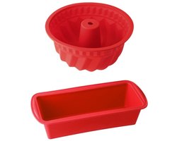 Dr Oetker 9926350 Set van 2 siliconen vormen, taartvorm, cakevorm, siliconen cakevorm, siliconen vorm, kouglof vorm, kougelhopf vorm, Siliconen, Rood, 24 x 10 x 7,5 cm