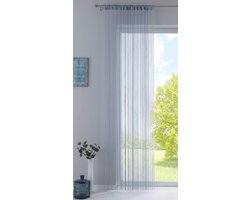 Draadgordijn, H x B 250 x 140 cm, grijs met tunneldoorvoer en ingenaaide plooiband, geschikt voor gordijnroedes en gordijnrails, draadgordijn, ruimteverdeler