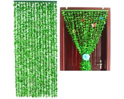 Draadgordijn met Bladeren - Kralen Kamerverdeler - Ruimte Decoratie - Natuurlijke Bamboe Look - 95x180cm - Groen
