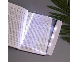 Draadloos Leeslampje voor Boek - Boekenlegger & Bedlampje voor in Bed - Draagbaar Bladwijzerlicht - Draagbare LED-leeslamp - Bright Light Lamp Board - Panel Boek Leeslamp voor lezen in bed - Werkt op 3 AAA-batterijen (niet inbegrepen) - Wit