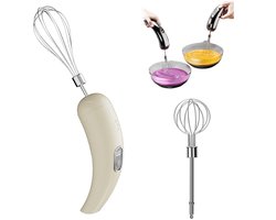Draadloos oplaadbare handmixer, draagbare elektrische garde (met 5 snelheidsstanden), krachtige mixer Geschikt voor het bakken van taarten, crèmes en desserts, een geweldig hulpmiddel Geschikt voor thuiskoken en doe-het-zelfkeukens (beige).