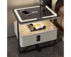 Draadloos Opladen Nachtkastje - Smart Meubel - Slaapkamer Organisatie - Geïntegreerd Slot - 48x40x50cm - Wit