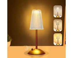 Draadloze bureaulamp - Goudkleurig oplaadbaar - USB oplaadbaar, 30 cm hoog - Draagbare LED-bureaulamp van messing voor binnen en buiten - Geschikt voor gebruik thuis, in de eetkamer en in restaurants - Ingebouwde dimmer (goud)