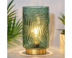 Draadloze Glazen Tafellamp met Timer Batterij Oplaadbaar Decoratief Nachtlampje