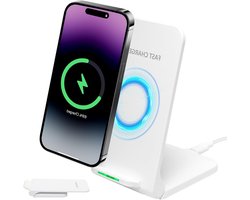 Draadloze Inductie Oplader 15W Vouwbaar voor iPhone en Samsung Galaxy met USB-C Adapter, Snelladen en Compatibiliteit met Diverse Smartphones