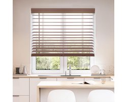 Draadloze Kunsthouten Jaloezie 5 cm - Donker Eiken - Binnen/Buiten - Kindveilig