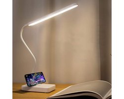 Draadloze Led Bureaulamp - Dimbaar - Geschikt voor Lezen en Studie - 1 stuk - Wit - Kunststof - Klein