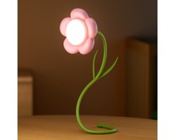 Draadloze leeslamp, oplaadbaar, oneindig flexibel | Draagbare leeslamp, perfect voor op reis, breien en op kantoor | LED-lamp in de vorm van een geconserveerde bloem - een cadeau voor haar, vrouwen en moeders (roze zonnebloem)