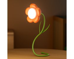 Draadloze leeslamp, oplaadbaar, oneindig flexibel | Draagbare leeslamp, perfect voor op reis, breien en op kantoor | LED-lamp in de vorm van een geconserveerde bloem - een cadeau voor haar, vrouwen en moeders (Oranje zonnebloem)