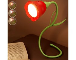 Draadloze leeslamp, oplaadbaar, oneindig flexibel | Draagbare leeslamp voor op reis, breien en op kantoor | Eternal Rose LED-lamp - Een cadeau voor haar, vrouwen en moeders（Rode rozen）