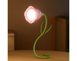 Draadloze leeslamp, oplaadbaar, oneindig flexibel | Draagbare leeslamp voor op reis, breien en op kantoor | Eternal Rose LED-lamp - Een cadeau voor haar, vrouwen en moeders（Roze rozen）