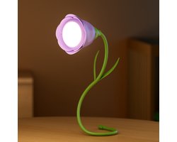 Draadloze leeslamp, oplaadbaar, oneindig flexibel | Draagbare leeslamp voor op reis, breien en op kantoor | Eternal Rose LED-lamp - Een cadeau voor haar, vrouwen en moeders（Paarse rozen）