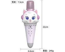 Draadloze microfoon Cartoonmicrofoon voor kinderen Draadloze Bluetooth Audio All-in-One Microfoon Kat Vorm Kinderspeelgoed (paars)