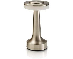 Draadloze Oplaadbare LED Tafellamp met Touch Control - Dimbaar Satijn Nikkel