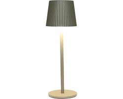 Draadloze Tafellamp | 27,5 x 9 cm | Warmwit dimbaar | Ribbel | Olijfgroen | Anna's Collectie