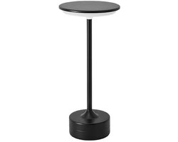 Draadloze Tafellamp - Oplaadbaar - 3 Dimbare kleuren - Touch lamp - 28 cm - Sfeerverlichting - 1200mAh Accu - Nachtlamp - LED Sfeer Tafellamp - Ideaal voor lezen, thuiswerken, dineren of als nachtlampje - Zwart