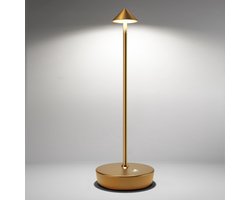 Draadloze tafellampen, oplaadbaar, op batterijen werkend, LED-bureaulamp voor buiten, waterdicht, draagbaar, dimbaar, nachtlampje voor op het terras, restaurant, dineren, thuis, goud