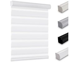 Draadloze Zebra Jaloezieën voor Vensters en Glazen Schuifdeuren - Lichtdoorlatend Dubbel Laags Translucent Stoffen Gordijnen - Wit