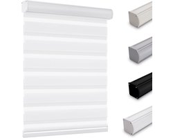 Draadloze Zebra Jaloezieën voor Vensters en Glazen Schuifdeuren - Lichtdoorlatend Dubbel Laags Translucent Stoffen Gordijnen - Wit