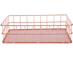 Draadmand Organizer - Metalen Opbergbak, Roze Goud - Stevig en Decoratief - Voor Huishoudelijke en Bureau-organisatie