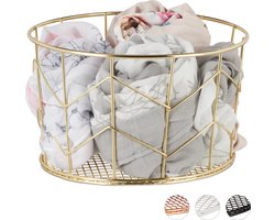 draadmand - rond - metaal - Ø 22 cm - kleding - badkamer - goud