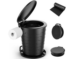 Draagbaar Campingtoilet voor Volwassenen – Opvouwbaar en In Hoogte Verstelbaar Reistoilet met WC-Rolhouder – Voor Kamperen, Reizen & Outdoor