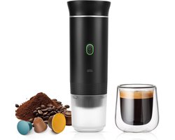 Draagbaar Koffiezetapparaat - Geschikt Voor Onderweg - Draagbare Reis Espressomachine - Oplaadbaar - 12v Oplaadbare Espressomachinemet Voor Kamperen En Auto - Draagbare Koffiemachine - Zwart
