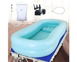 Draagbaar Medisch Opblaasbaar PVC Badsysteem – Bed Douche en Opblaasbaar Bad met Luchtpomp voor Ouderen, Gehandicapten & Bedlegerige Patiënten – Compleet Bad-in-Bed Hulpmiddel