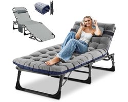 Draagbaar Opvouwbaar Ligbed - met Verstelbare Rugleuning - Camping - Vissen - Zonbedden