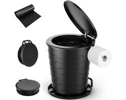 Draagbaar toilet voor volwassenen - intrekbare portapot met wc-rolhouder opvouwbaar klaptoilet - in hoogte verstelbaar voor wandelen, vissen, reizen