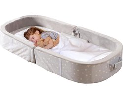 Draagbaar, waterdicht kinderbed, vloerbed, peuters, reisbed met matras, wasbaar hoeslaken, opvouwbaar reisbed voor camping, diep grijs