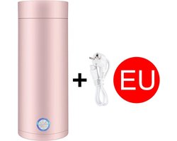 Draagbare 2 in 1 Waterkoker en Thermobeker - Anti-verbrand behuizing - 75x75x205mm - 400 ml - 220V - Kleine Waterkoker Babyvoeding - Camping Waterkoker - Mini Waterkoker - Reis Waterkoker - Roze