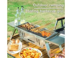 Draagbare barbecue, roestvrijstalen opvouwbare houtskoolgrill, draagbare barbecue, voor outdoor picknick, kamperen, reizen, strand